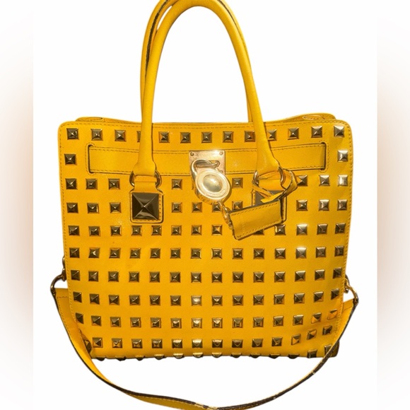 Michael Kors Handbags - Michael Kors Large Hamilton Studded Tote citrus yellow rare limited edition 🔐